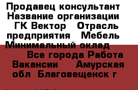 Продавец-консультант › Название организации ­ ГК Вектор › Отрасль предприятия ­ Мебель › Минимальный оклад ­ 15 000 - Все города Работа » Вакансии   . Амурская обл.,Благовещенск г.